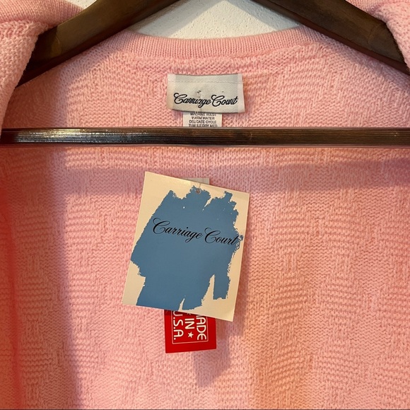 Vintage Pink Diamond Textured Button Up Cardigan Size S Spring Coquette Ballet - Picture 4 of 9